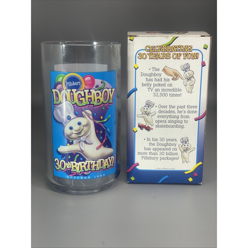 Pillsbury Doughboy 1995 Collector Plastic Glass 30th Anniversary/Birthday NIB